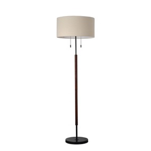 Cut Off Base Floor Lamp Black/Brown Metal/Wood - Threshold™ - 1 of 4