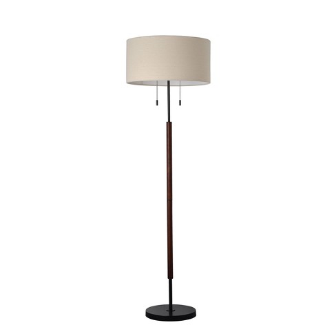 60.5x18 Cut Off Base Floor Lamp Black/brown Metal/wood (includes