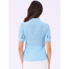 Allegra K Women's Polka Dots Peter Pan Collar Tie Neck Short Sleeve Shirt - 3 of 4