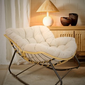 Patio Egg Rocking Chair,Chaise Rocking Chair,Rattan Wicker Lounge Chair,Outdoor Rocking Chair -Maison Boucle - 1 of 4
