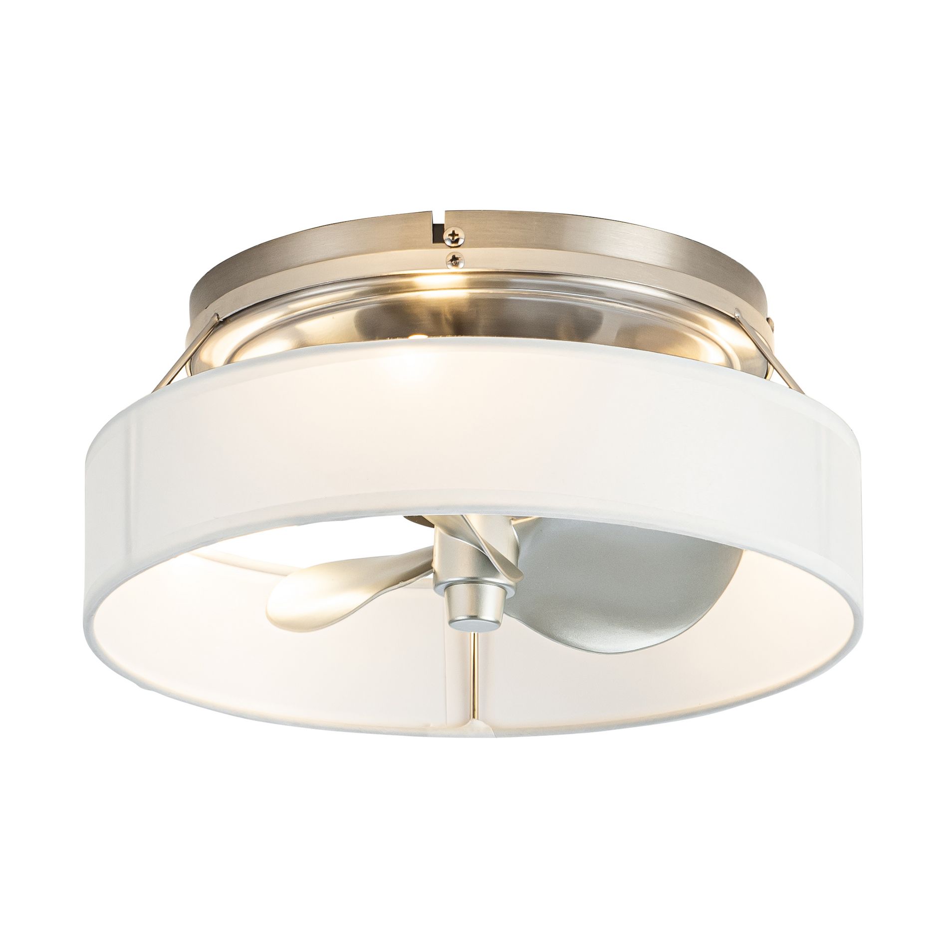 Parrot Uncle 12.6" Nickel LED Fandelier Caged Flush Mount Ceiling Fan