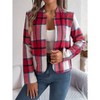 Coolmee Women Flannels Cropped Shacket Jacket Fashion Plaid Open Front Blazer Fall Coat Tops - 2 of 4