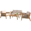 Christopher Knight Home Tariq Outdoor 4 Pieces Rustic Acacia Wood and Rope Seating Set with Cushion - 4 of 4