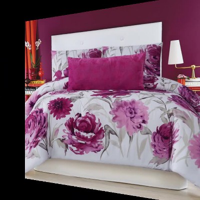 King White Cotton Reversible Floral Bedspread Set