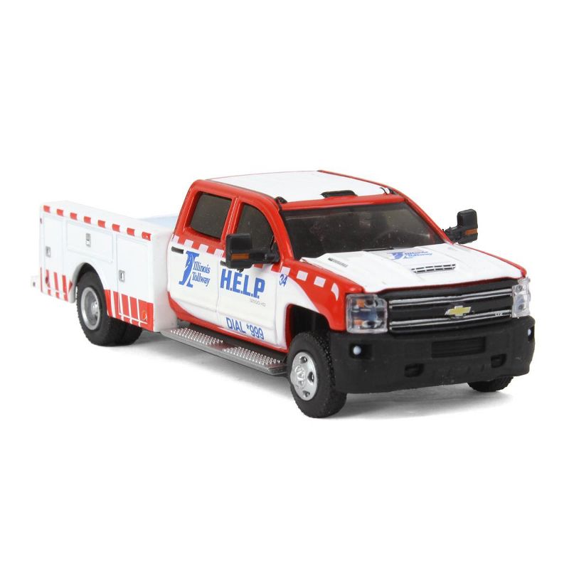 Greenlight Collectibles 1/64 2018 Chevrolet Silverado 3500 Service Bed, Illinois Tollway, Dually Drivers Series 7 46070-D, 2 of 6