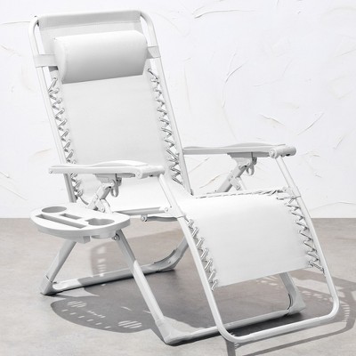 Best Choice Products Monochromatic Zero Gravity Chair, Folding Patio Recliner w/Side Tray, Headrest