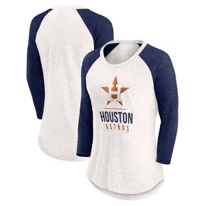 MLB Houston Astros Women's White 3/4 Sleeve Fashion T-Shirt - 1 of 3