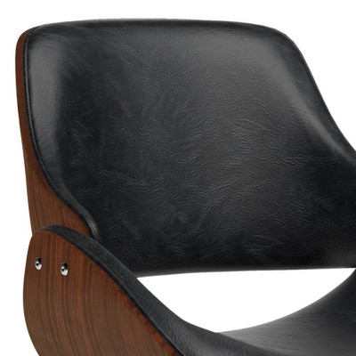 Mid-Century Modern Black Faux Leather Upholstered Side Chair