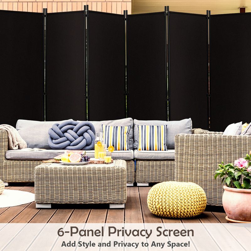 Costway 6-Panel Folding Room Divider 6FT Rolling Privacy Screen with Lockable Wheels Black/Brown/Grey/White, 2 of 11