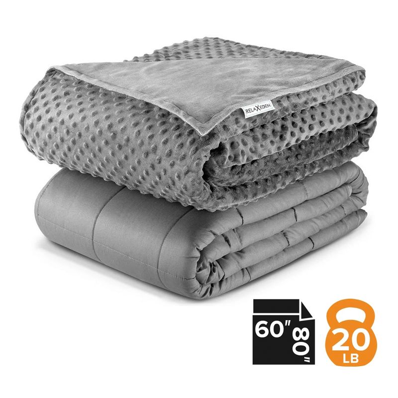 RELAX EDEN Adult Breathable Cotton Weighted Blanket with Grey Duvet Cover, 60 by 80 Inch, 20 Pounds, Made with Polyester and Glass Beads, Grey, 2 of 7