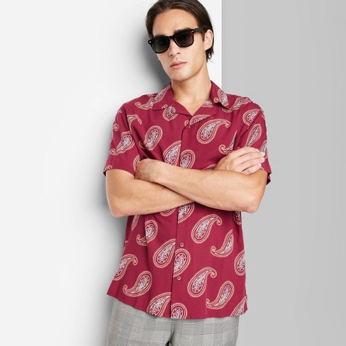 Mens red best sale floral shirt