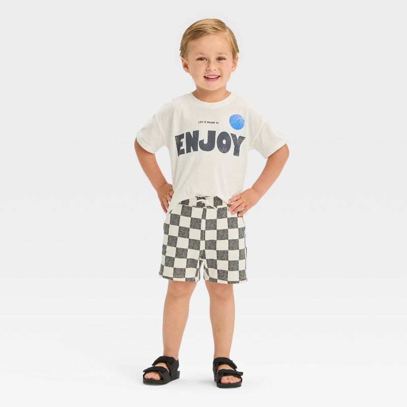 Grayson Mini Toddler Boys' Checkerboard Printed Pull-On Cargo Shorts, 3 of 4