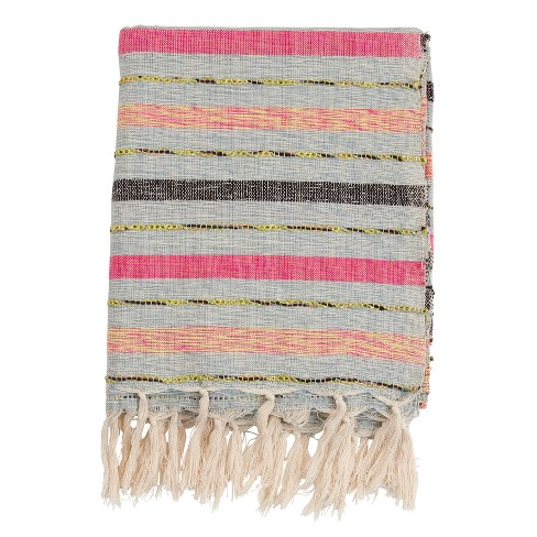 Saro Lifestyle Striped Throw Blanket With Multi Color Design