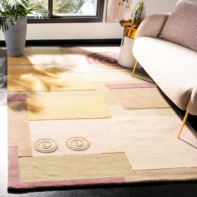 Beige and Brown Hand-Tufted Wool Rectangular Area Rug
