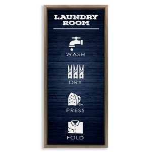 Stupell Industries Laundry Room Icons Rustic Blue, 11" x 25" - 1 of 4