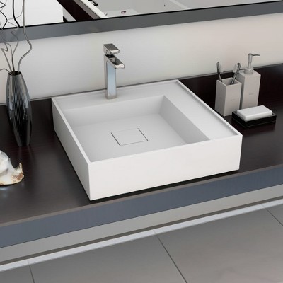 vidaXL Wash Basin 19.7 In.x19.7 In.x4.8 In. Mineral Cast/Marble Cast White
