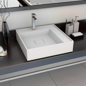 vidaXL Wash Basin 19.7 In.x19.7 In.x4.8 In. Mineral Cast/Marble Cast White - 1 of 4