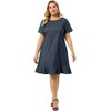 Agnes Orinda Women's Plus Size Cross Back Ruffle Hem Formal Chambray T-Shirt Dresses - 3 of 4