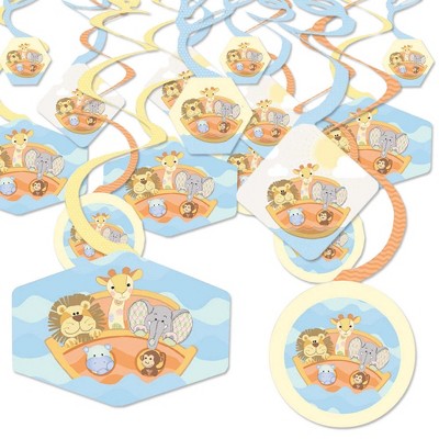 Big Dot of Happiness Noah's Ark - Baby Shower Hanging Decor - Party Decoration Swirls - Set of 40