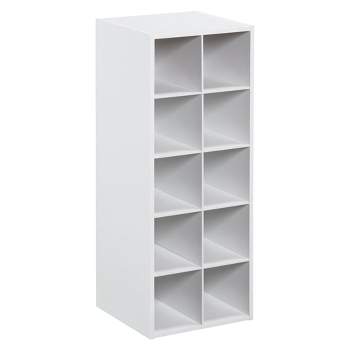 ClosetMaid 10 Cube Stackable Wooden Home or Office Storage Organizer Versatile Open Shelving Unit for Clothes, Toys, Books, and Decor Items, White