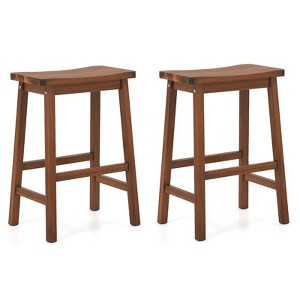 Costway Saddle-Seat Counter Height Stools Set of 2 Backless Barstools w/ Curved Seat - 1 of 4