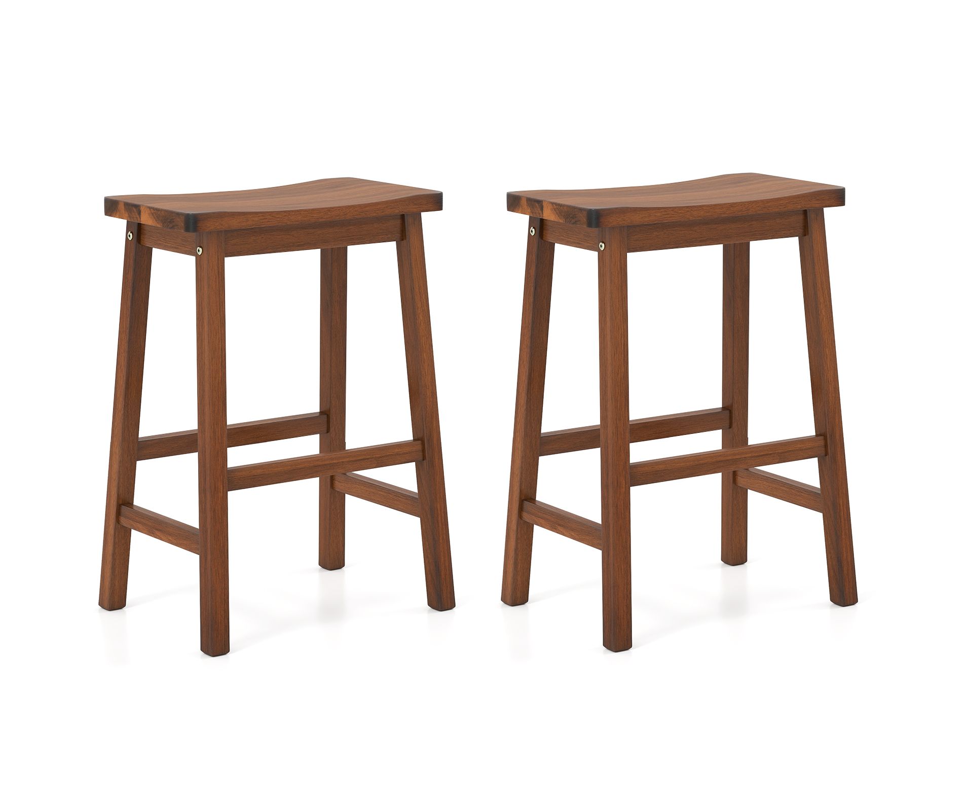 Costway Saddle-Seat Counter Height Stools Set of 2 Backless Barstools w/ Curved Seat