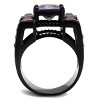 Slickblue Men’s Fashion Ring in IP Black, Square-Cut Amethyst and Side Stone Accents, Sizes 8 to 13 - 3 of 4