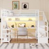Whisen Full Size Metal Loft Bed & Bed Frame with Staircase and Wardrobe, Desk, Storage Shelves - 3 of 4