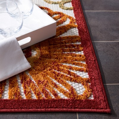 Safavieh Cabana 8' Square Creme and Red Floral Rug
