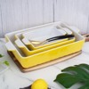 3 Pack Baking Dish, Ceramic Bakeware Set, Porcelain Baking Pan Deep with Handles, Rectangular Casserole Dish for Oven, Lasagna Baking Pans - 2 of 4