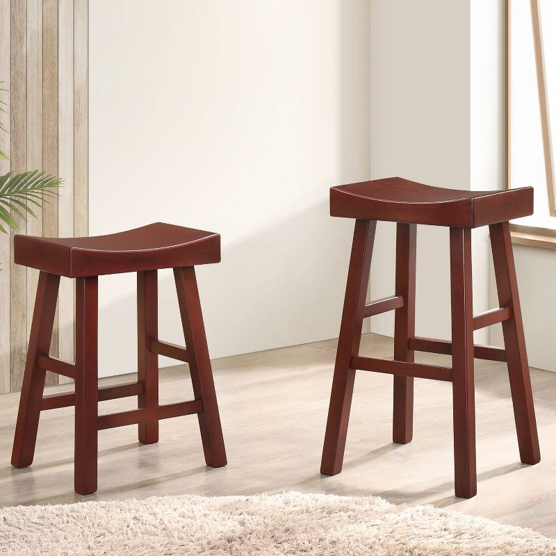 Set of 2 24&#34; Lille Seat Height Saddle Stools Dark Cherry - HOMES: Inside + Out, 4 of 5