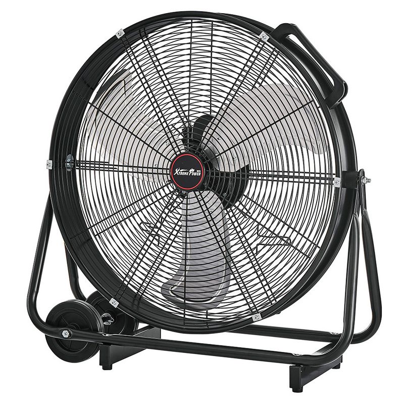 XtremepowerUS 24" Standing Fan High-Flow 6990 CFM Floor Fan Rolling Drum Shop Fan, Black, 1 of 5