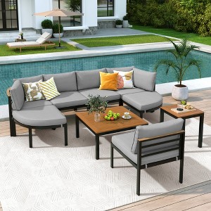9-Piece Modern Outdoor Sectional Sofa Set, Patio Conversation Set with Cushions & Coffee Table for Backyard, Garden & Deck - ModernLuxe - 1 of 4