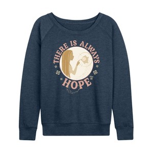 Women's - Disney - There Is Always Hope Lightweight French Terry Wide Neck Long Sleeve Shirt - 1 of 4