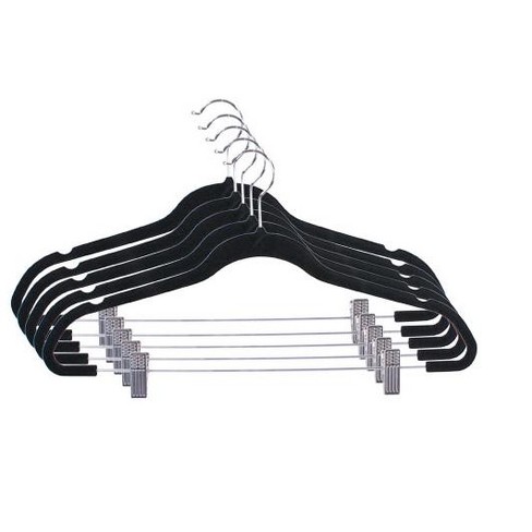 Home Basics 3-Piece Flocked Trouser Hanger, Black