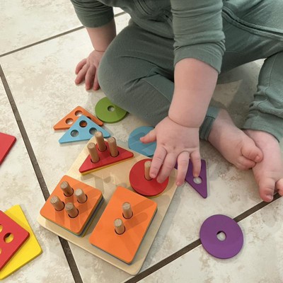 Whiz Kids Wooden Sorting and Stacking Puzzle Toy with Sand Timer