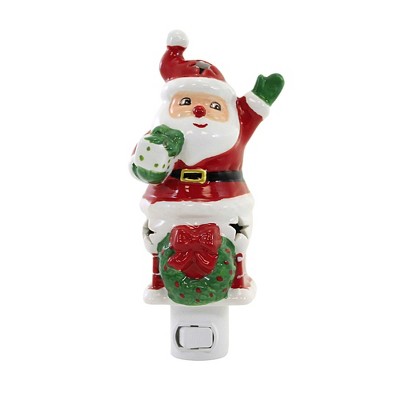 7.5 Inch Santa In Chimney Night Light Wreath Jolly Novelty Nightlights