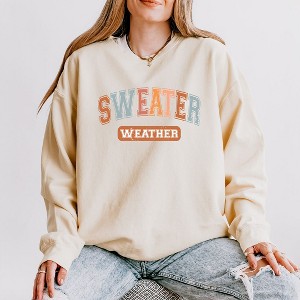 Simply Sage Market Women's Lightweight Garment Dyed Graphic Sweatshirt Varsity Sweater Weather - 1 of 4