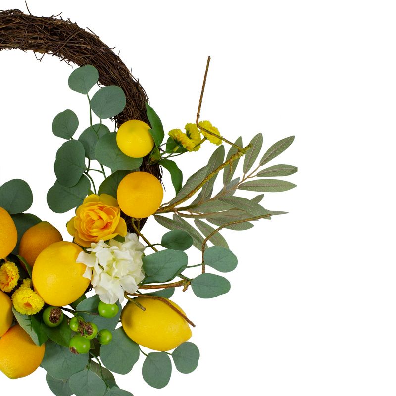 Northlight Lemons and Flowers Artificial Floral Spring Wreath, Yellow - 18-Inch, 5 of 6