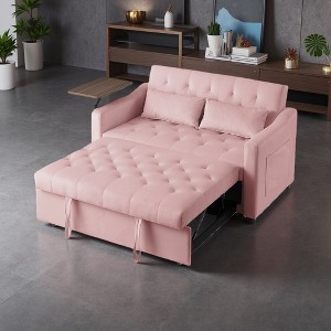 Velvet Sofa Bed with 360¡ã Side Table & Adjustable Backrest - 1 of 4