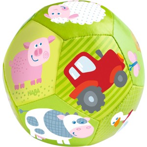 HABA Soft Baby Ball with Farm Animals for Tummy Time & Sensory Play - 4.5" Infant Play Ball Ideal for Crawling, for Babies 6 Months & Up - 1 of 3