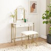 Gulches White Vintage Vanity Table Set with Mirror and Stool - 3 of 4