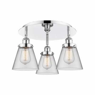 Cone - 3 Light Flush Mount In Art Deco Style-9.25 Inches Tall and 18 Inches Wide