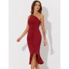 INSPIRE CHIC Women's One Shoulder Sleeveless Ruched Party Fishtail Midi Dress - 3 of 4
