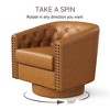 Dyonery Swivel Barrel Accent Chair, Faux Leather Nailhead Armchair, 360° Modern Comfy Reading Chair for Living Room & Bedroom - 4 of 4