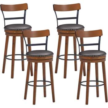 Tangkula Set of 4 Swivel Barstools with Leather Padded Cushion Classical Rivet & Back 30.5" Vintage Counter Height Bar Chair