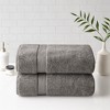 Vynxaria Gray Antimicrobial Cotton Bath Sheet 2 Piece Set - 2 of 4