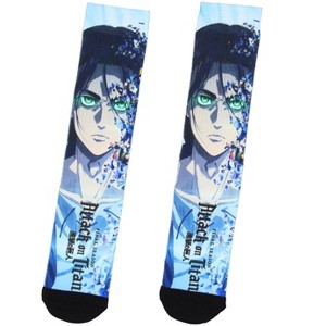 Attack On Titan Mens' Final Season Eren Anime Manga Sublimated Crew Socks Multicoloured - 1 of 4