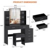 Vanity Desk with LED Mirror, 6 Drawers, Shelves, Charging Station, Hairdryer Holder & Stool, 3-Color Lighting - 3 of 4