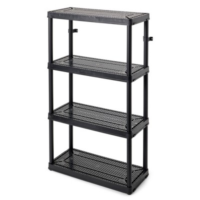 Gracious Living 4 Shelf Ventilated Garage Shelving + 4 Storage Bins & Lid,  Black, 1 Piece - Foods Co.